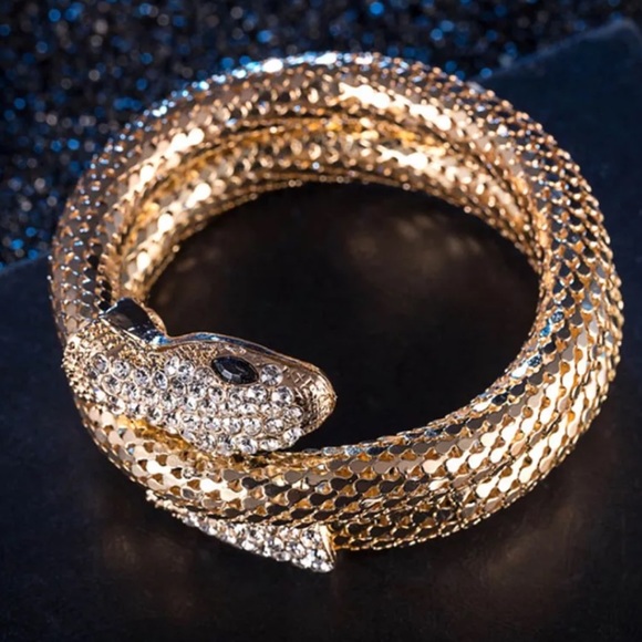 Egyptian snake wrap bracelet w/ rhinestone - Picture 5 of 14